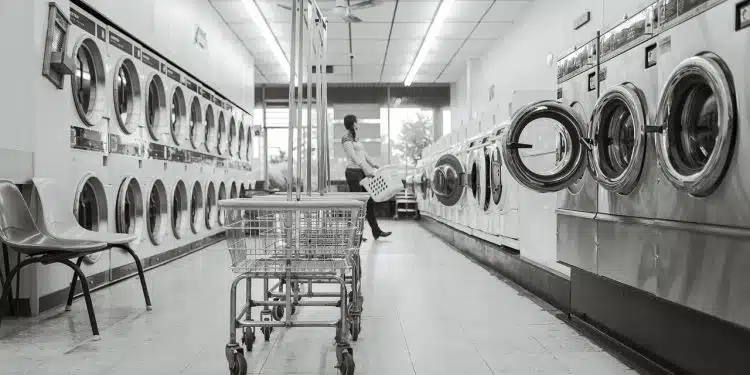 laundry saloon, laundry, person