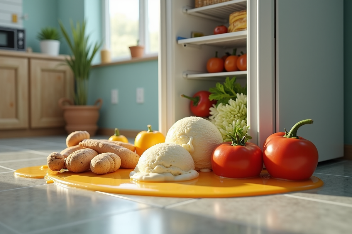 Glace fondue légumes et emballages d