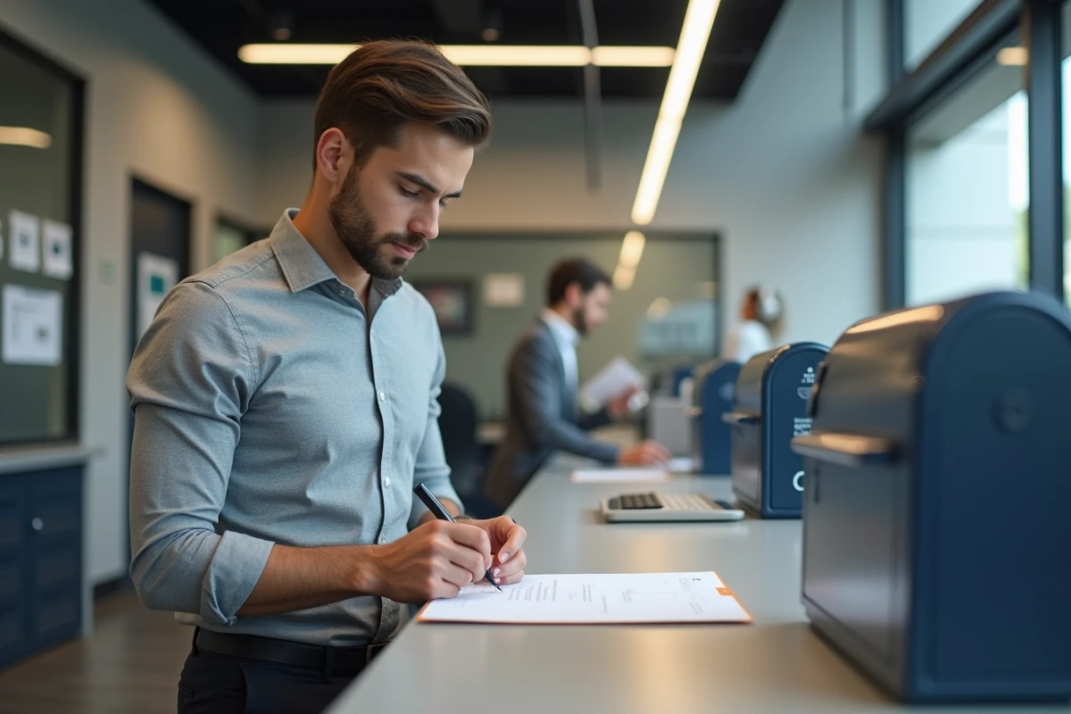 Jeune homme écrivant l