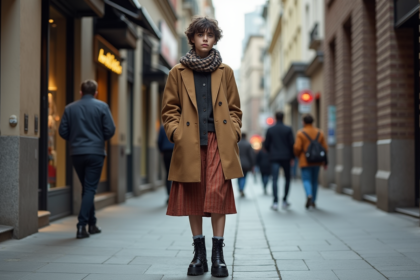 Jeune adulte au style urbain dans une ville animée