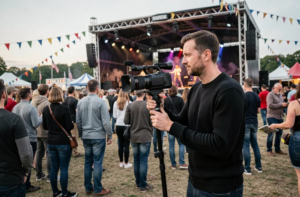 Vidéaste événementiel filmant un festival en plein air en Loire-Atlantique pour Law Vidéos
