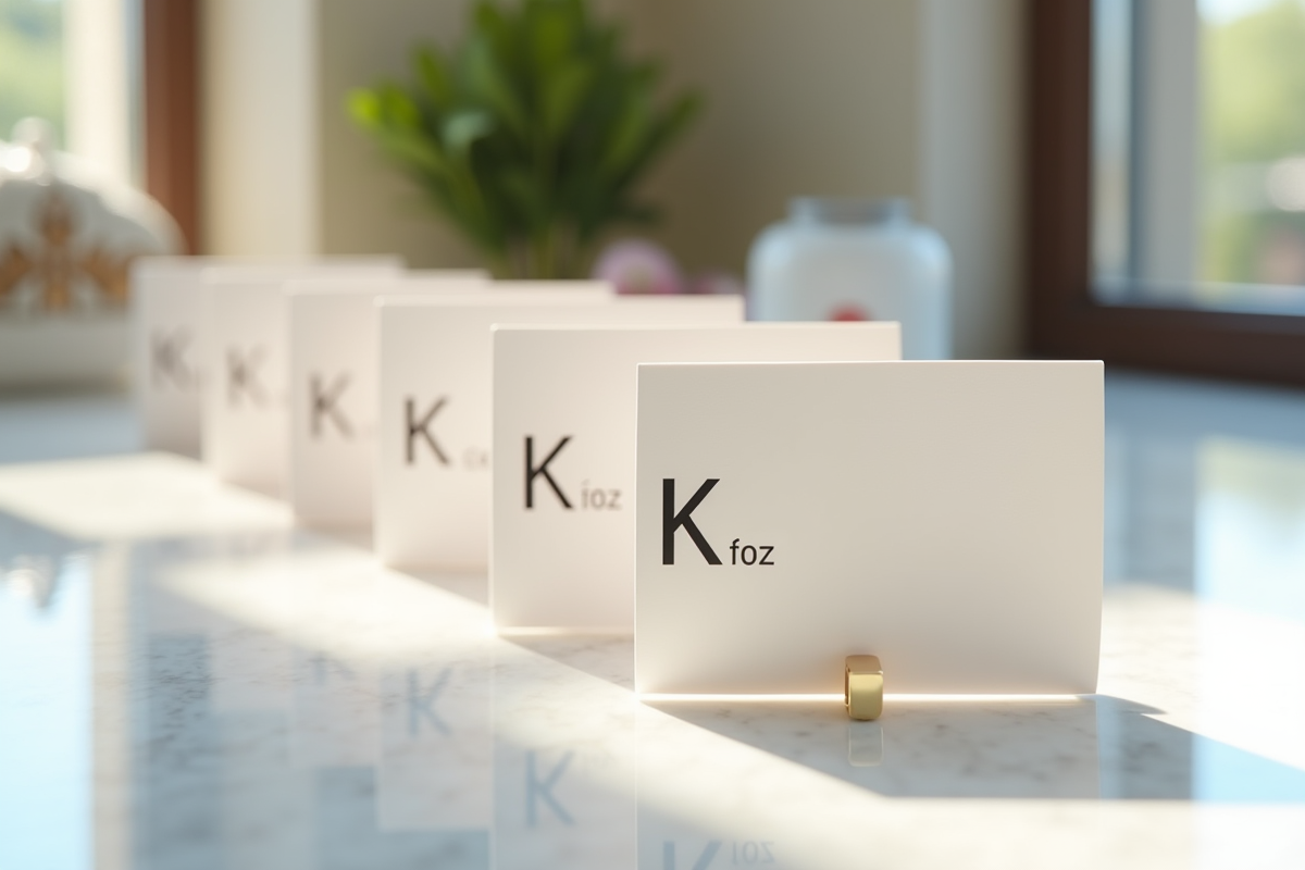 Noms de célébrités célèbres sur plaques sur table en marbre blanc