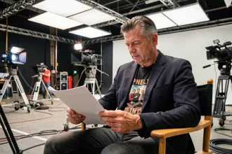 Réalisateur de cinéma sur un plateau de tournage professionnel, comparaison de styles cinématographiques différents