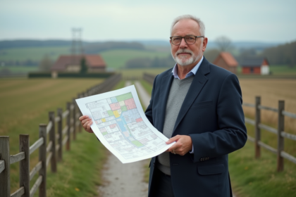 Urbaniste français avec carte de zonage en extérieur